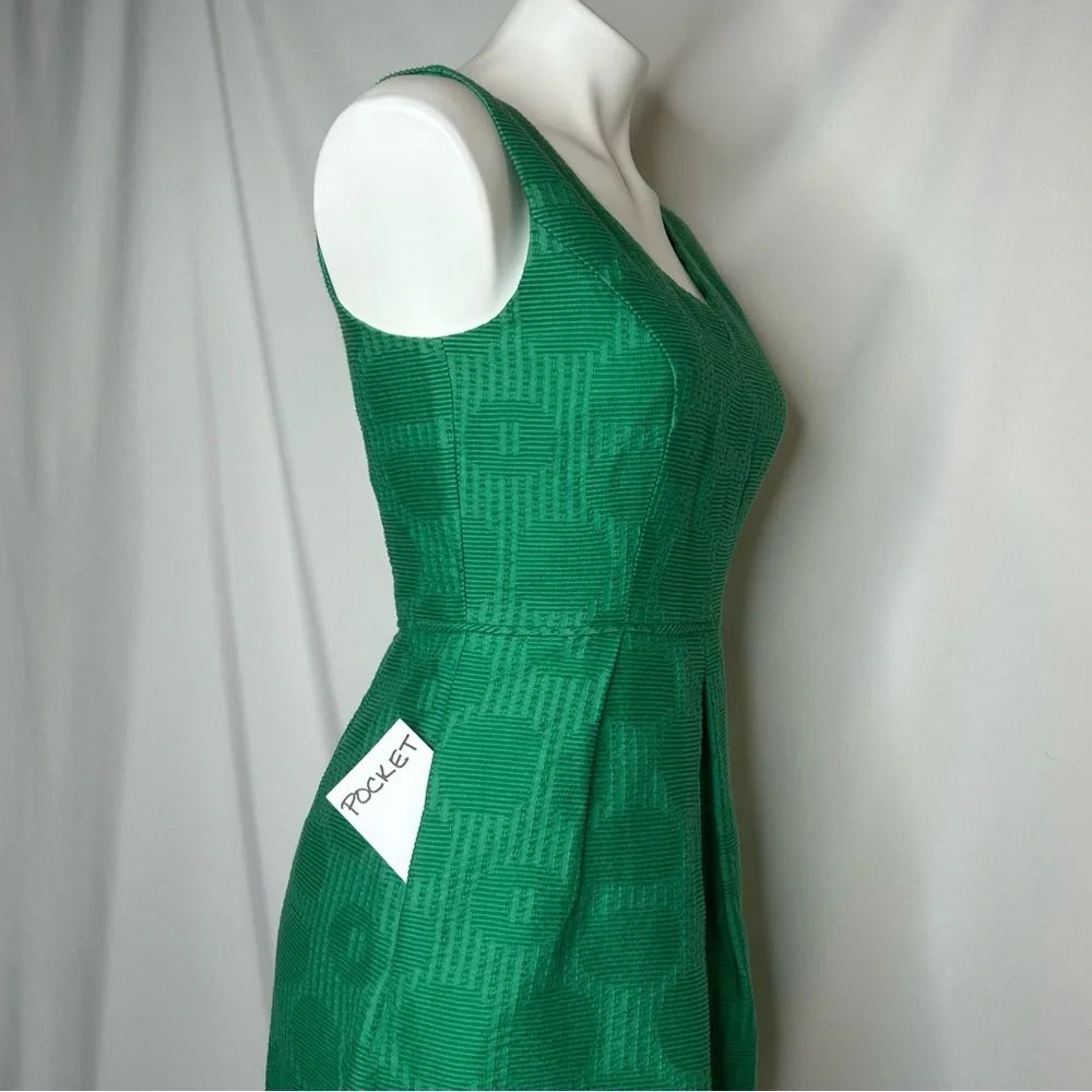 J.CREW Jacquard V-Neck "Dublin Green" Mini Dress, 2 - Picture 7 of 12